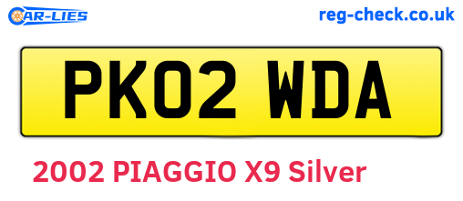 PK02WDA are the vehicle registration plates.