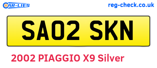SA02SKN are the vehicle registration plates.