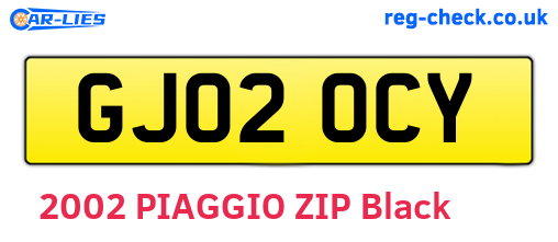 GJ02OCY are the vehicle registration plates.