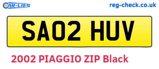 SA02HUV are the vehicle registration plates.