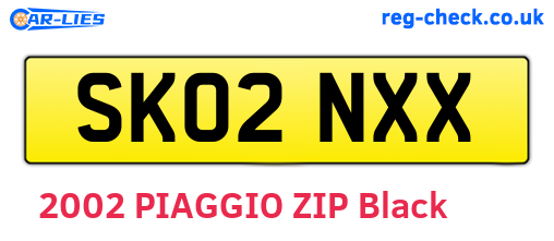 SK02NXX are the vehicle registration plates.