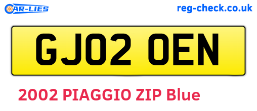 GJ02OEN are the vehicle registration plates.