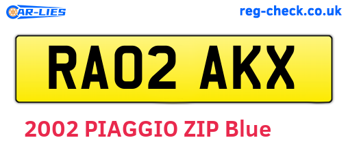 RA02AKX are the vehicle registration plates.