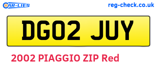 DG02JUY are the vehicle registration plates.