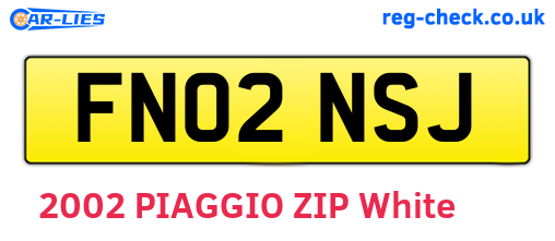 FN02NSJ are the vehicle registration plates.