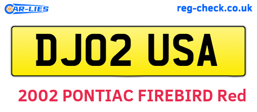 DJ02USA are the vehicle registration plates.