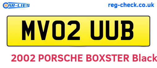 MV02UUB are the vehicle registration plates.