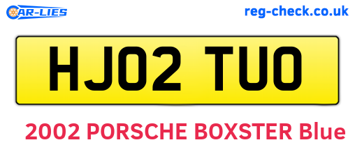 HJ02TUO are the vehicle registration plates.