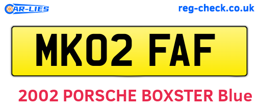 MK02FAF are the vehicle registration plates.