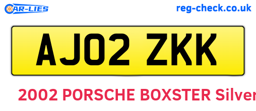 AJ02ZKK are the vehicle registration plates.