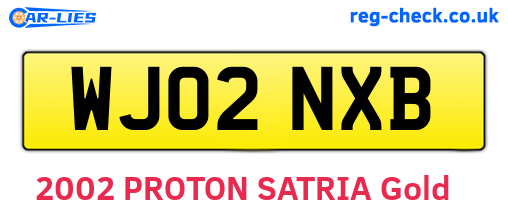WJ02NXB are the vehicle registration plates.