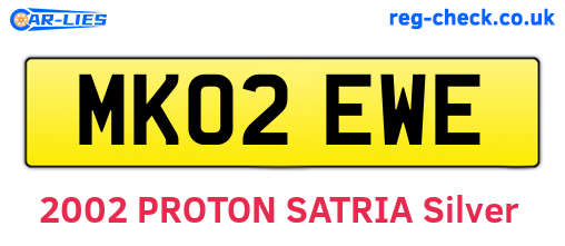 MK02EWE are the vehicle registration plates.