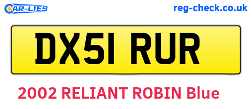 DX51RUR are the vehicle registration plates.