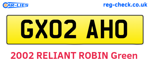 GX02AHO are the vehicle registration plates.