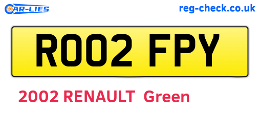 RO02FPY are the vehicle registration plates.