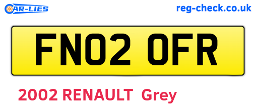 FN02OFR are the vehicle registration plates.