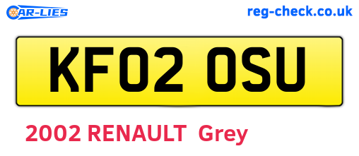 KF02OSU are the vehicle registration plates.