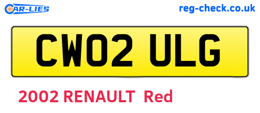 CW02ULG are the vehicle registration plates.