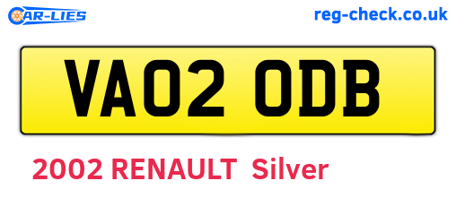 VA02ODB are the vehicle registration plates.