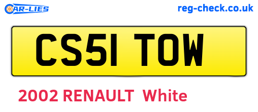 CS51TOW are the vehicle registration plates.