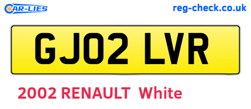 GJ02LVR are the vehicle registration plates.