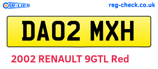 DA02MXH are the vehicle registration plates.