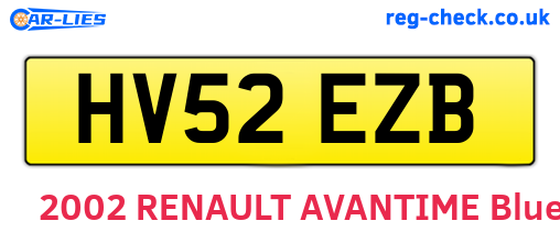 HV52EZB are the vehicle registration plates.