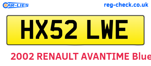 HX52LWE are the vehicle registration plates.