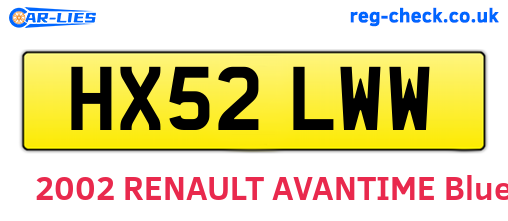 HX52LWW are the vehicle registration plates.