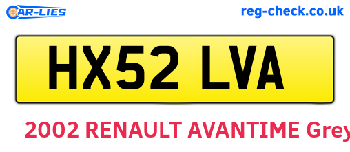 HX52LVA are the vehicle registration plates.