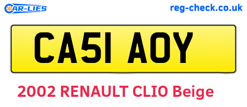 CA51AOY are the vehicle registration plates.
