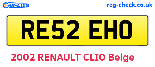 RE52EHO are the vehicle registration plates.