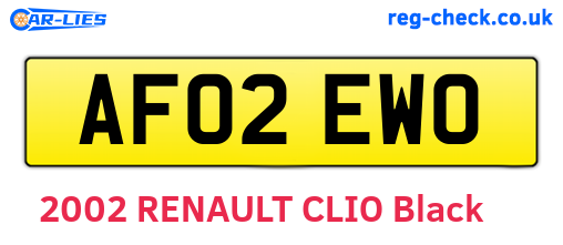 AF02EWO are the vehicle registration plates.