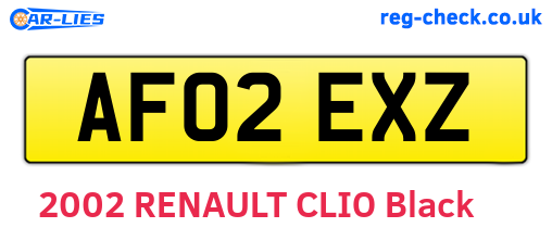 AF02EXZ are the vehicle registration plates.