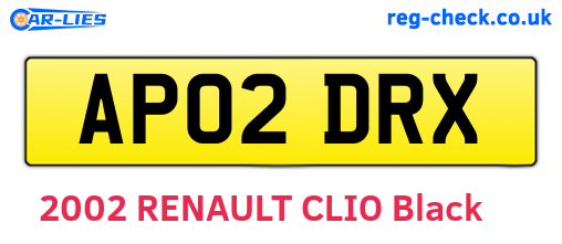 AP02DRX are the vehicle registration plates.