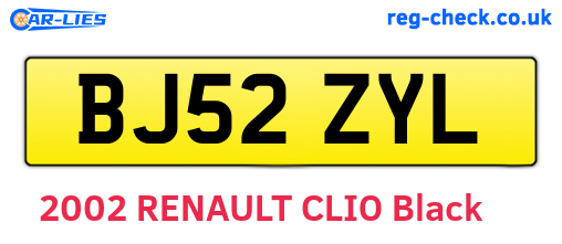BJ52ZYL are the vehicle registration plates.