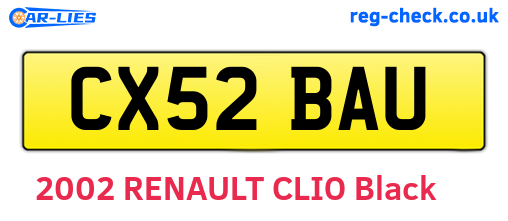 CX52BAU are the vehicle registration plates.