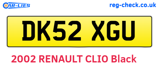 DK52XGU are the vehicle registration plates.