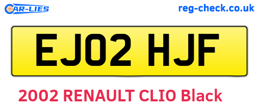 EJ02HJF are the vehicle registration plates.