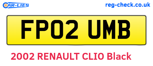 FP02UMB are the vehicle registration plates.