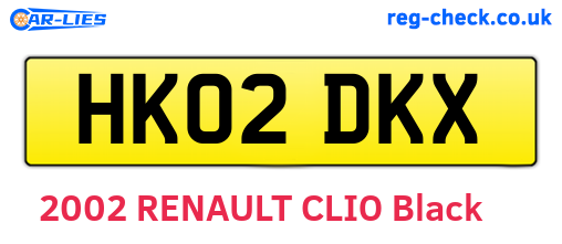 HK02DKX are the vehicle registration plates.