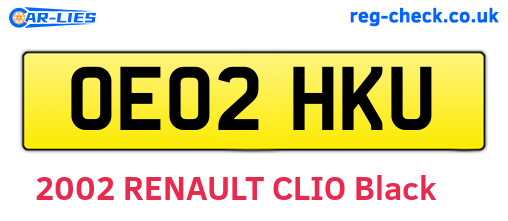 OE02HKU are the vehicle registration plates.