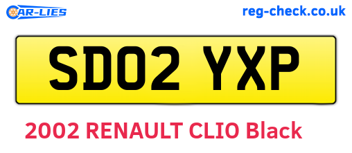 SD02YXP are the vehicle registration plates.