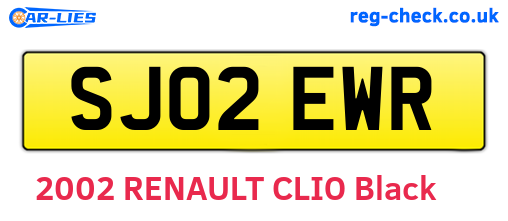 SJ02EWR are the vehicle registration plates.
