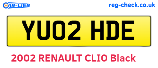 YU02HDE are the vehicle registration plates.