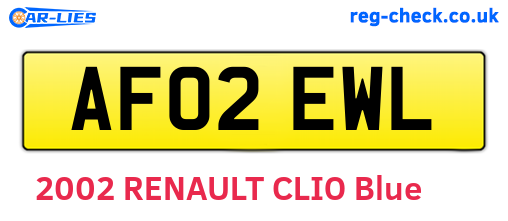 AF02EWL are the vehicle registration plates.