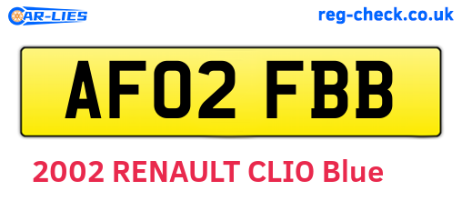 AF02FBB are the vehicle registration plates.