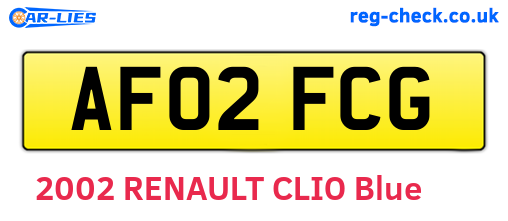 AF02FCG are the vehicle registration plates.
