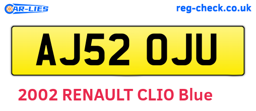 AJ52OJU are the vehicle registration plates.