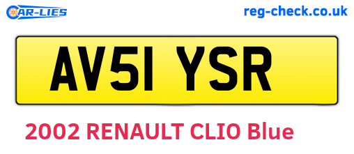 AV51YSR are the vehicle registration plates.